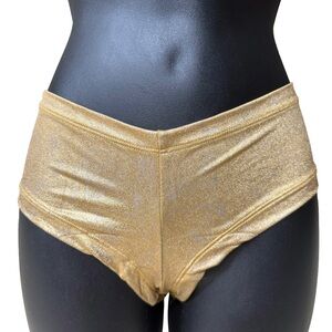 Gold Metallic with Silver Lines High-Waist Bikini Briefs - Women Intimates